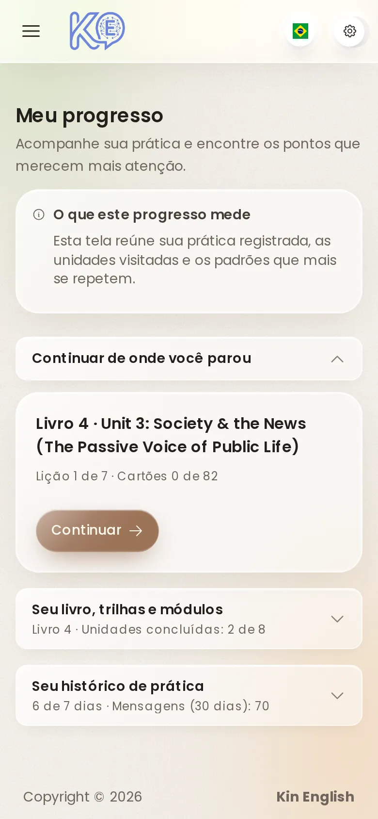 Progresso visível, no celular